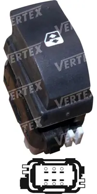 CAM ACMA KAPAMA ANAHTARI [SAG CAM TEKLI - BEYAZ SOKET - 6P.] [RENAULT CLIO II]