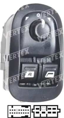 CAM ACMA KAPAMA ANAHTARI [SOL 2CAM - 24P. - AYNA AYARLAMALI ] [PEUGEOT 206/PARTNER]