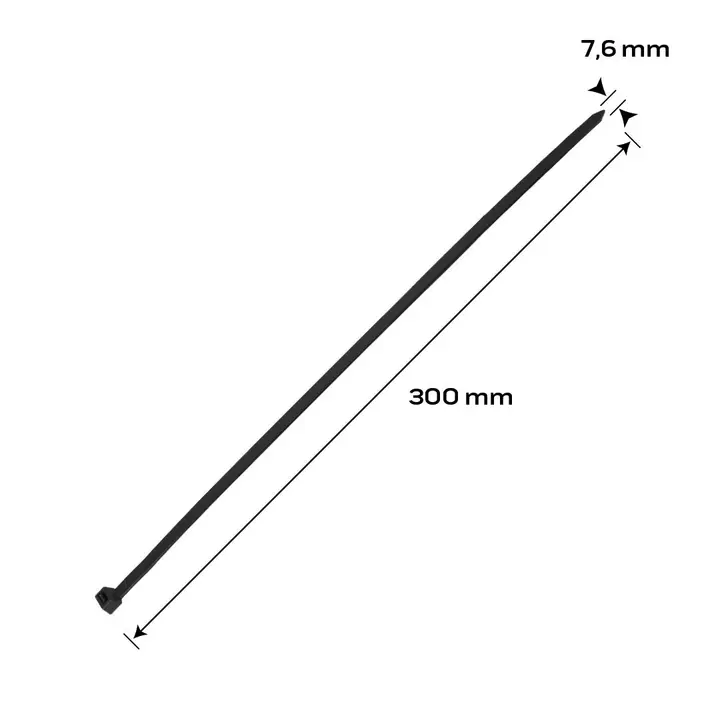 EXTREME kablo bağları 7,6 x 300 mm, siyah, 50 adet