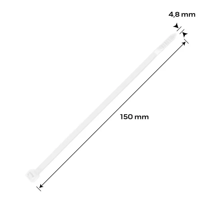 EXTREME kablo bağları 4,8 x 150 mm, beyaz, 100 adet