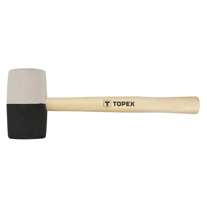 Kauçuk tokmak 63 mm, 680 g, siyah-beyaz kauçuk, ahşap sap