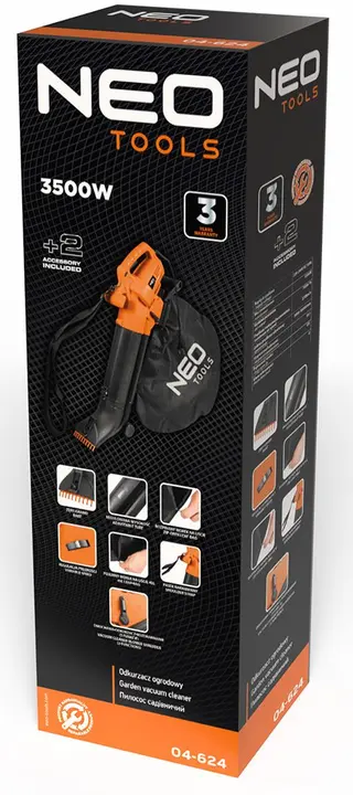 Bahçe elektrikli süpürgesi 3500W, 45L torba