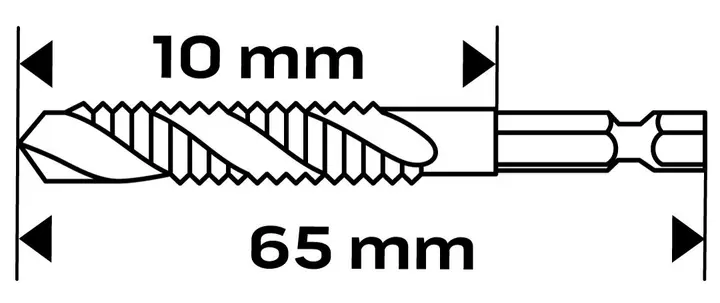 HSS TiN dişli matkap ucu, M4 x 0,7 mm, Hex