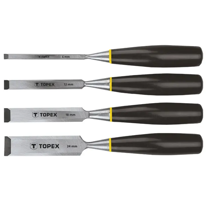 Ahşap keskisi 6 - 24 mm, 4 parça set (6, 12, 18, 24 mm) - plastik sap