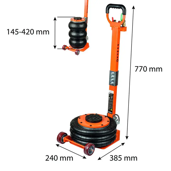 Pnömatik kriko 3 t, yükseklik 145 - 420 mm