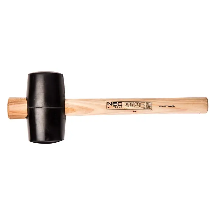 Lastik çekiç 75 mm, 680 g, hickory ahşap saplı