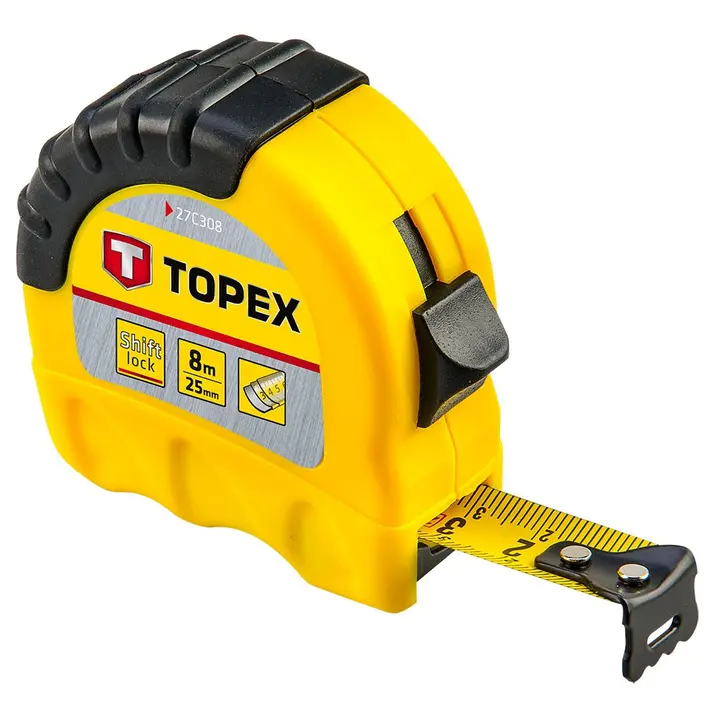 Sarılabilir çelik şerit metre 8 m x 25 mm, Shiftlock