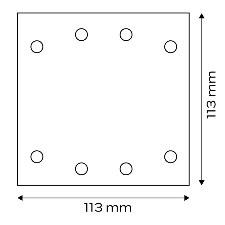 Zımpara kağıdı, cırt bantlı 113 x 113 mm, P80, 5 adet, 8 delikli