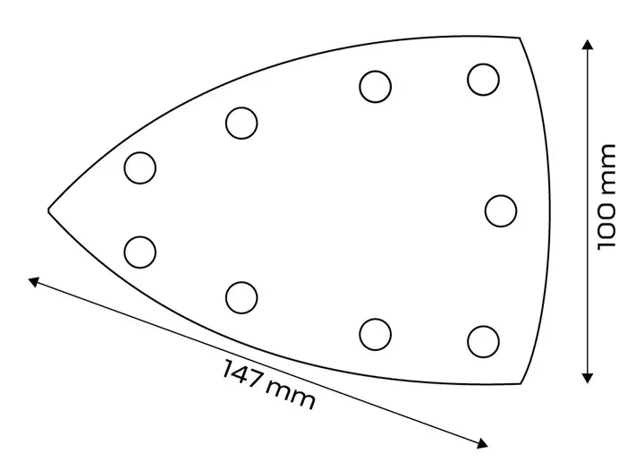 Zımpara kağıdı, ütü tipi 146 x 156 x 100 mm, P80, 5 adet, 04-623 için 9 delikli