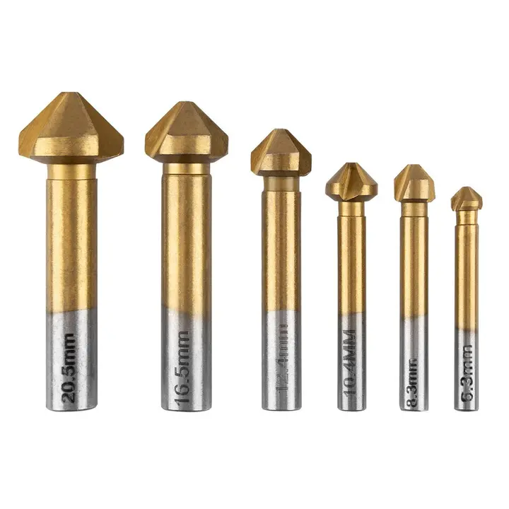 TiN kaplamalı pahlı havşa açma ucu, 6.3 - 20.5 mm, 6 parça set