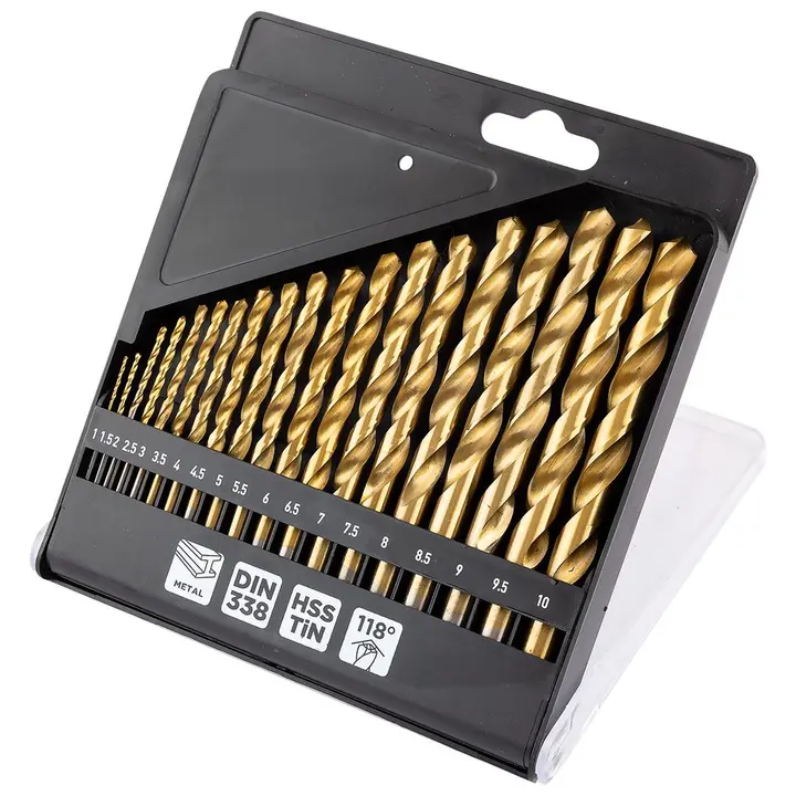 HSS TiN metal matkap ucu, 1 - 10 mm, 19 parça set