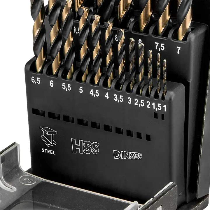 HSS-CNC metal matkap uçları, 124°, Pro-Tec, 1,0-10,0 mm, 19 parça set