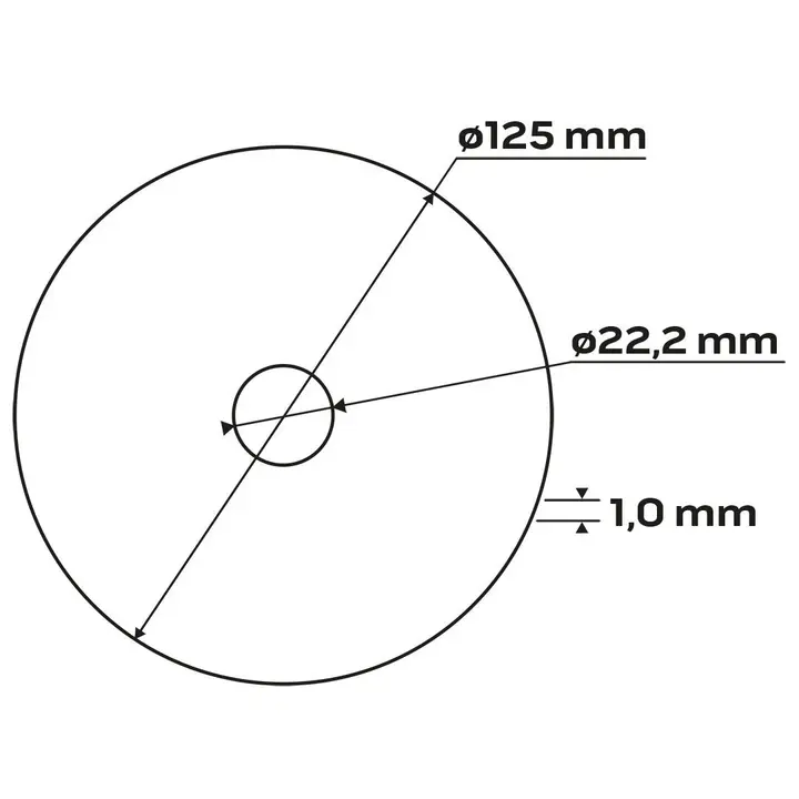 Metal kesme diskleri 125 x 1,0 x 22,2 mm, 41 A60-T-BF, 10 adet, film ambalaj