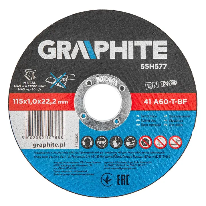Metal için kesme diski 115 x 1.0 x 22.2 mm, 41 A60-T-BF, 10'lu set