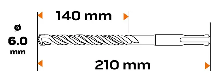 SDS Plus beton matkap ucu, 6 x 210 mm, S4, quatro