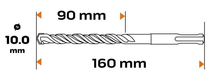 SDS Plus beton matkap ucu, 10 x 160 mm, S4, quatro