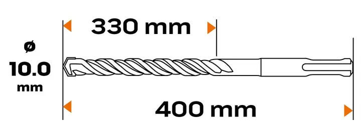 SDS Plus beton matkap ucu, 10 x 400 mm, S4, quatro
