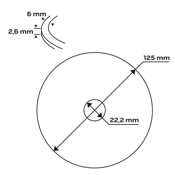 Elmas disk 125 x 22,2 mm, turbo dalga