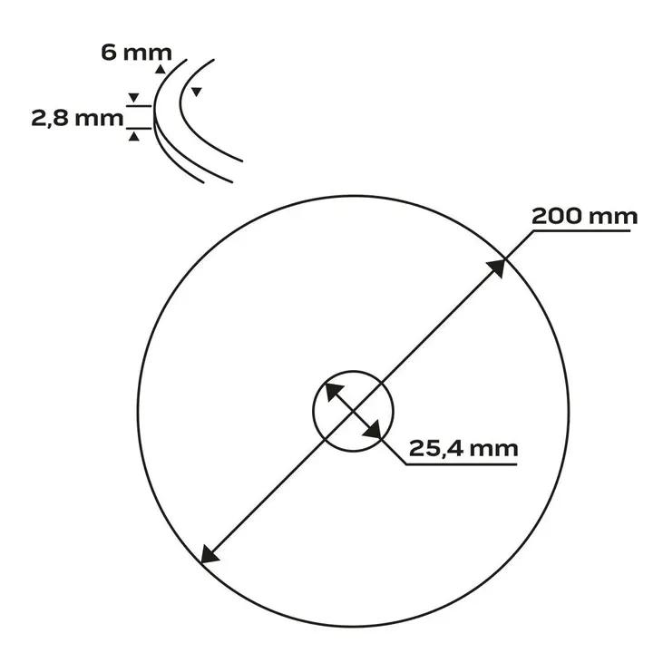 Elmas disk 200 x 25,4 mm, turbo