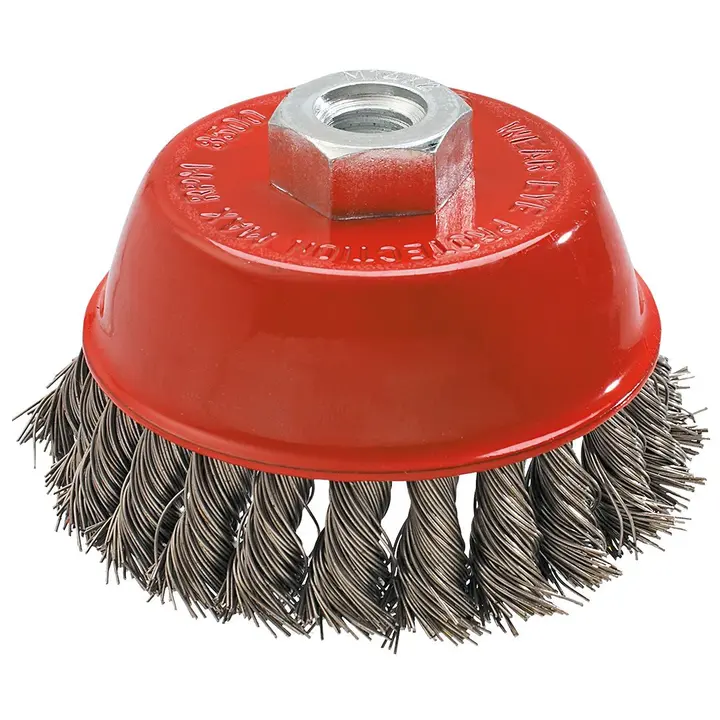 Çanak tel fırça 65 mm x M14, INOX