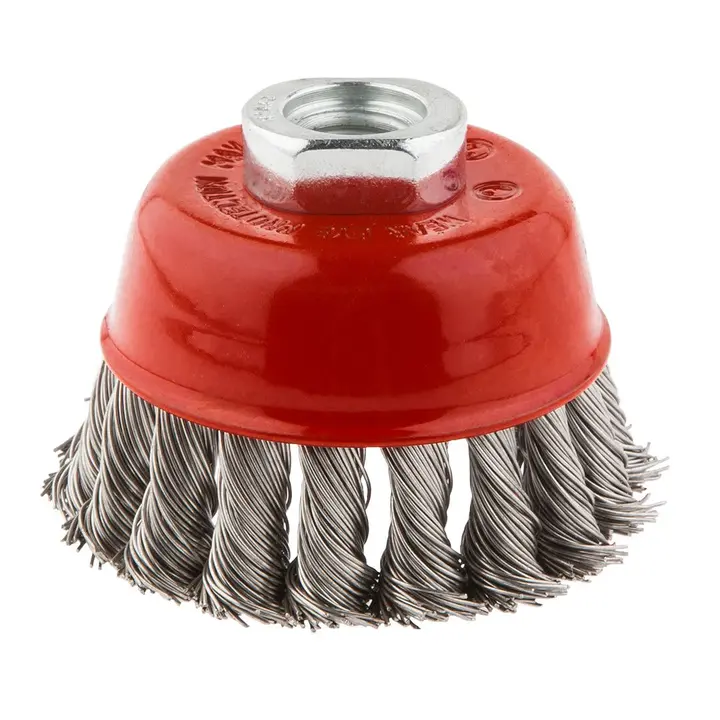 Çanak tel fırça 80 mm x M14, INOX