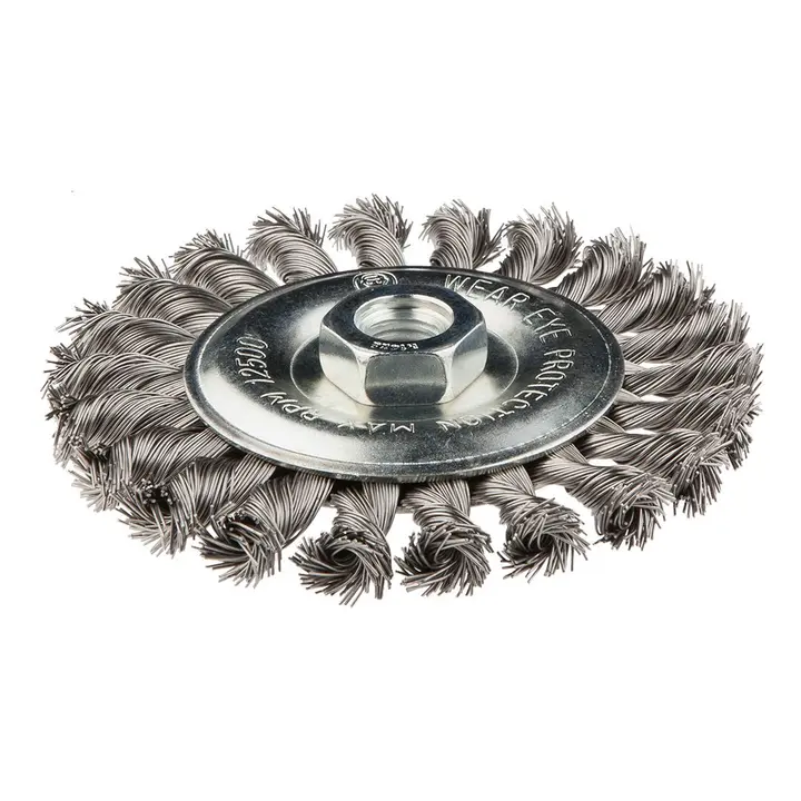Tel çark fırça 125 mm x M14, INOX