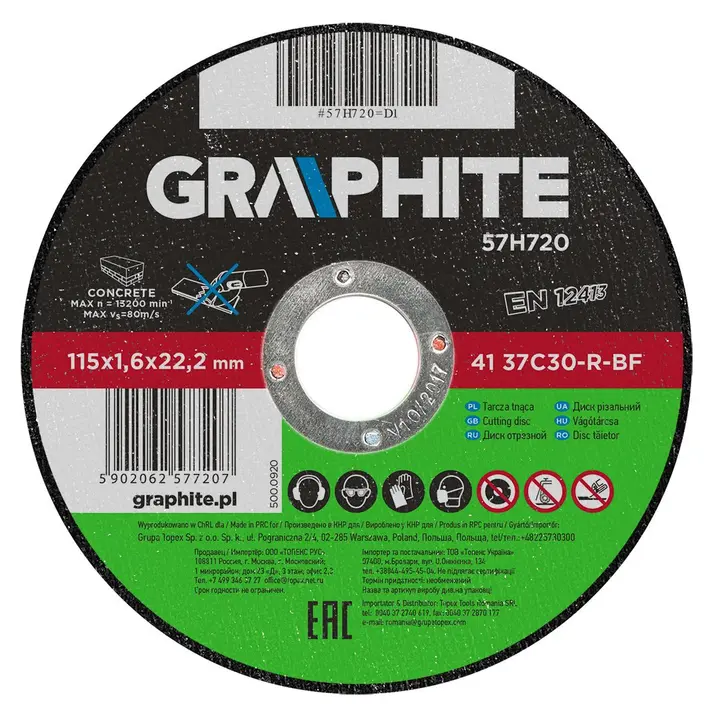 Taş için kesme diski 115 x 1.6 x 22.2 mm 41 37C30-R-BF