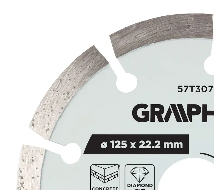 Segmentli elmas kesme diski, 125 x 22.2 mm, kuru