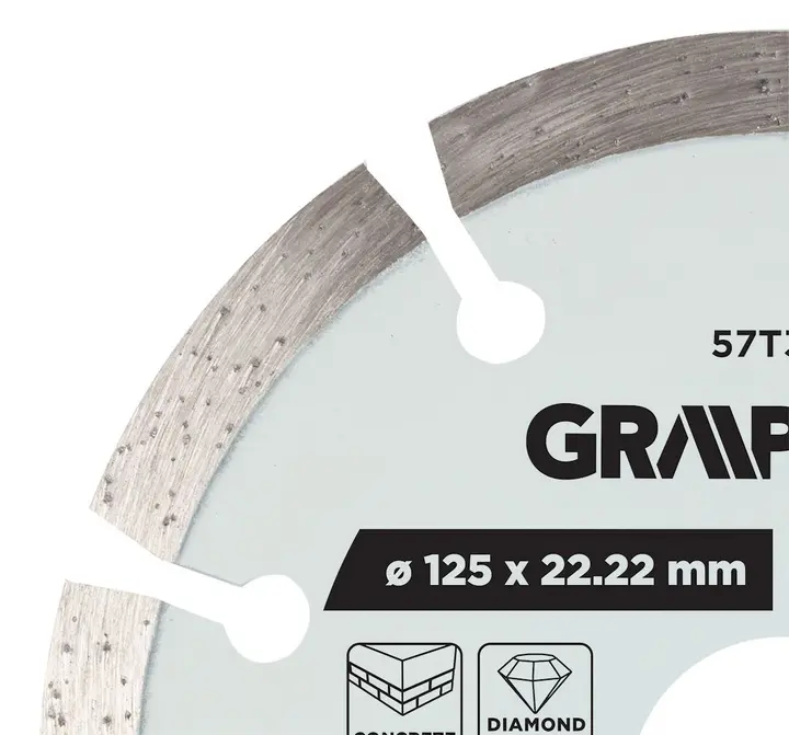 Segmentli elmas kesme diski, 125 x 22.2 mm, kuru ve ıslak