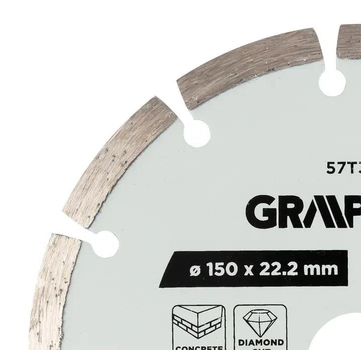 Segmentli elmas kesme diski, 150 x 22.2 mm, kuru