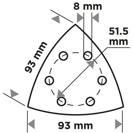 Zımpara kağıdı, cırt bantlı, iron 93 x 93 mm, P80, 5 adet, 6 delikli