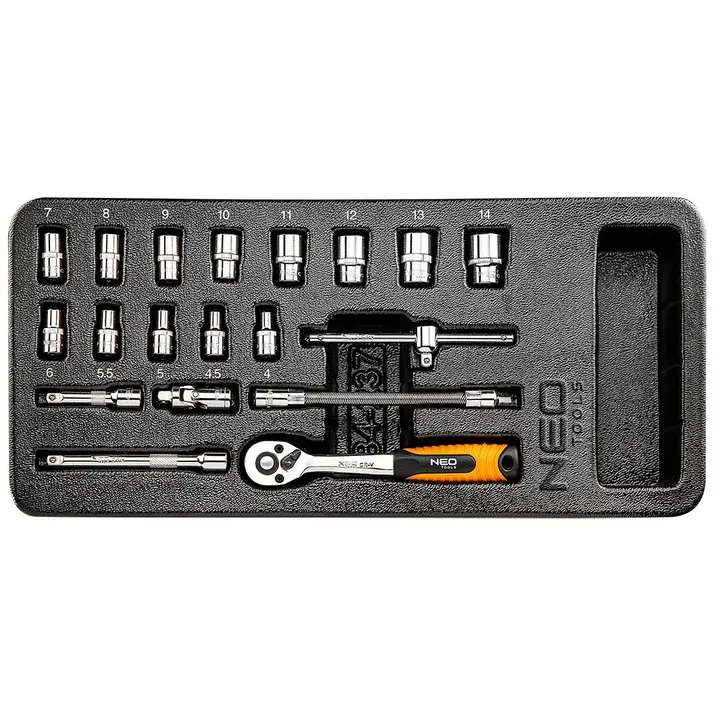 Lokma anahtarları 1/4, 19 parça set, tepsi