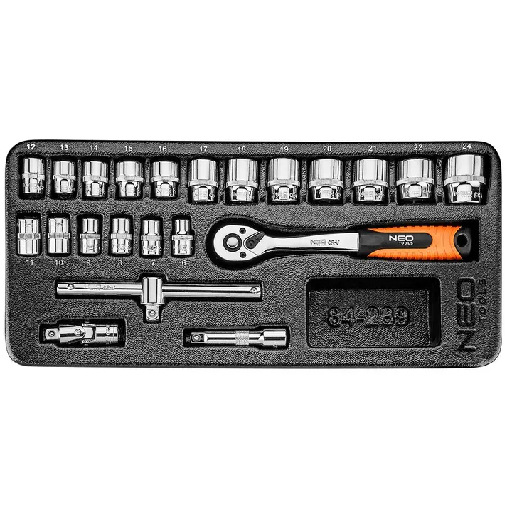 Lokma anahtarları 3/8, 22 parça set, tepsi
