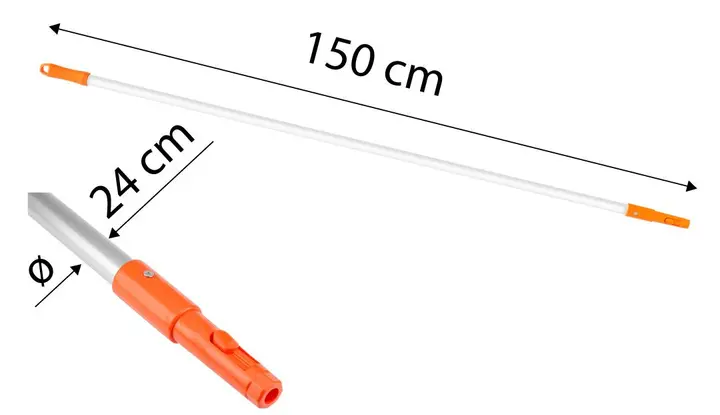 Alüminyum sap 150 cm, çap 24 mm, mandallı bağlantı