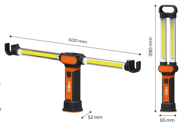 Şarj edilebilir atölye lambası 500 lm COB LED