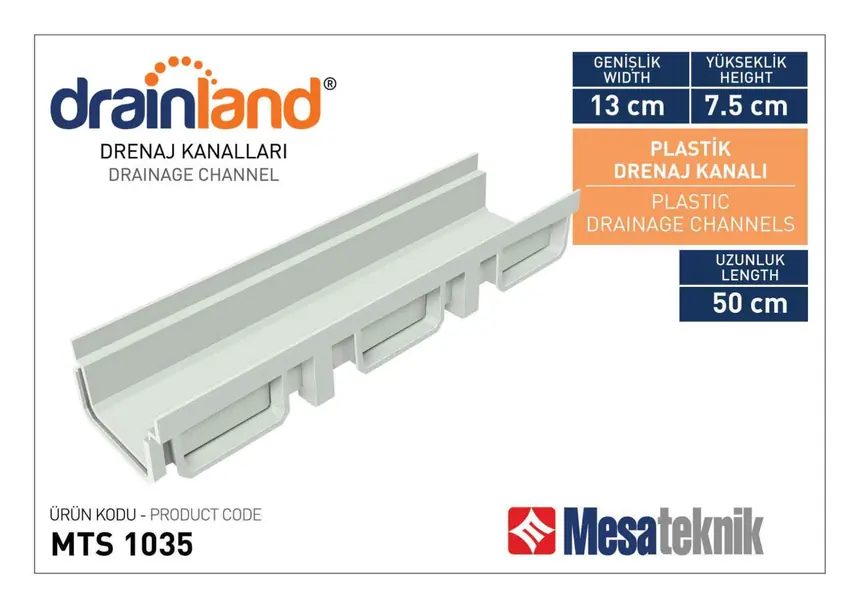 MTS 1035 Genişlik 130 mm Derinlik 75 mm Uzunluk 50 cm