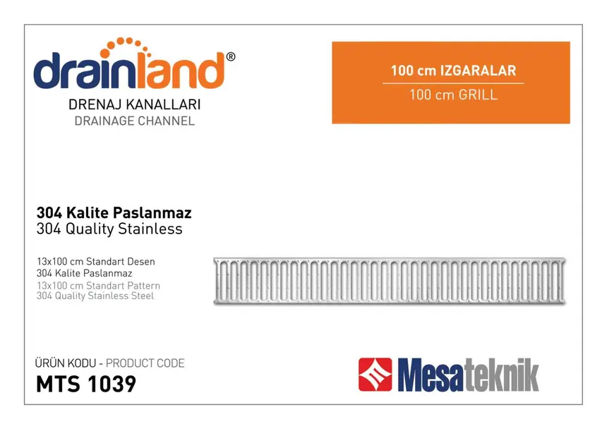 13 cm Genişlik 100 cm Uzunluk Paslanmaz ve Galvaniz Izgaralar