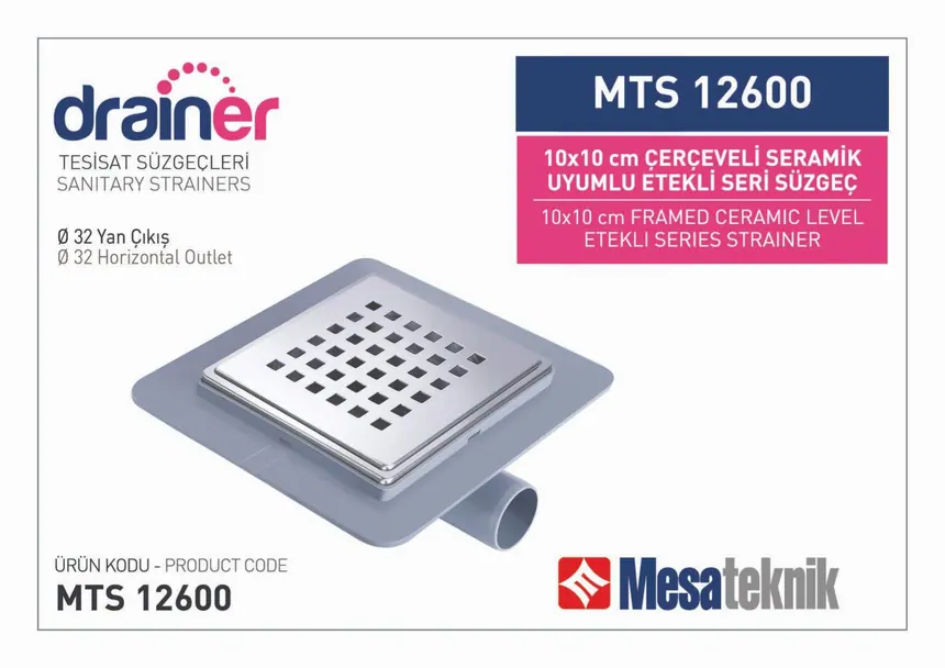 MTS 12600 Etekli Serisi Paslanmaz Çerçeveli 10 cm