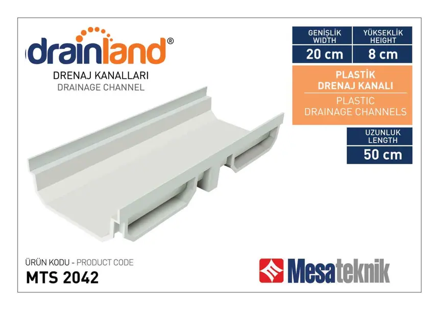 MTS 2042 Genişlik 20 cm Derinlik 8 cm Uzunluk 50 cm
