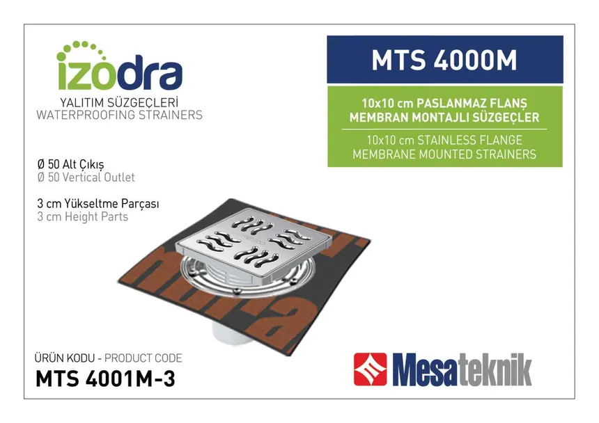 MTS 4000M Paslanmaz Flanş Membran Montajlı Süzgec Sistemleri 10 cm