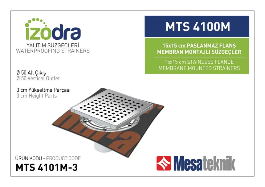 MTS 4100M Paslanmaz Flanş Membran Montajlı Süzgec Sistemleri 15 cm