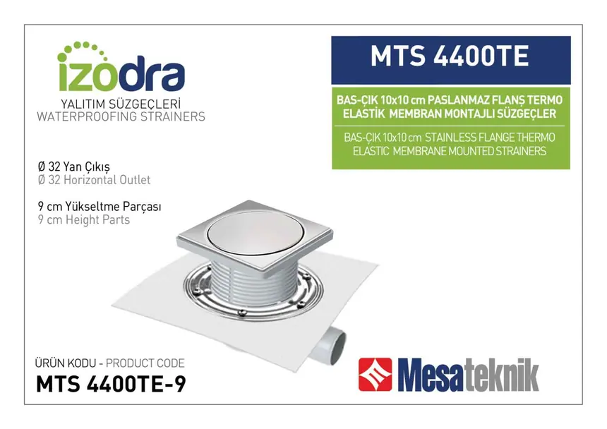 MTS 4400TE Termo Elastik Örtü Paslanmaz Flanş Montajlı Süzgec Sistemleri 10 cm BasÇık