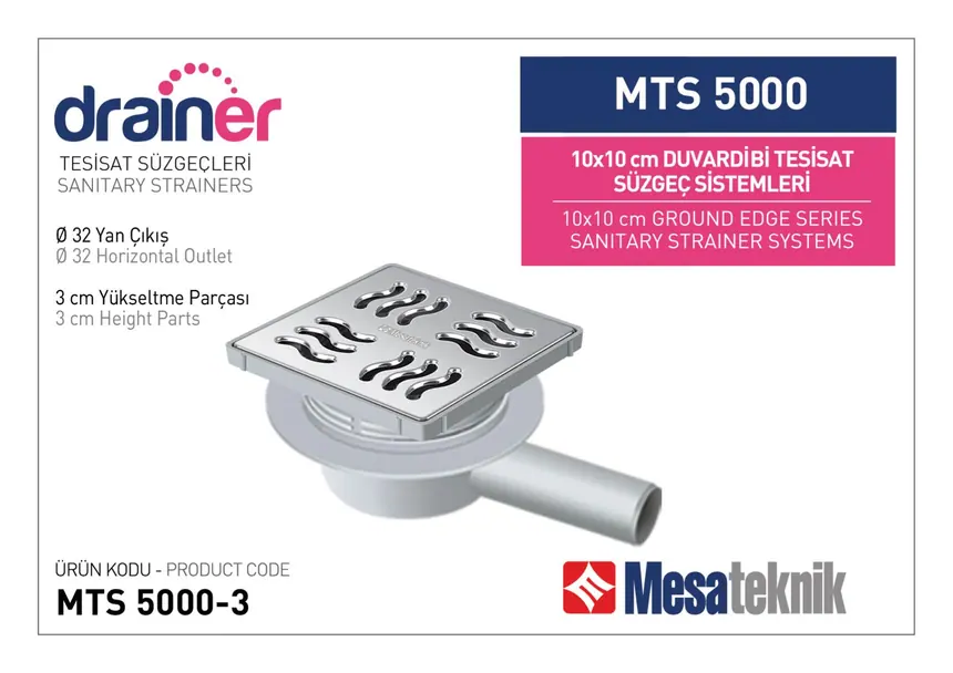 MTS 5000 10 cm Duvardibi Tesisat Süzgeç Sistemleri
