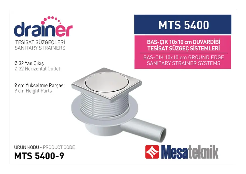 MTS 5400 10 cm BasÇık Duvardibi Tesisat Süzgeç Sistemleri