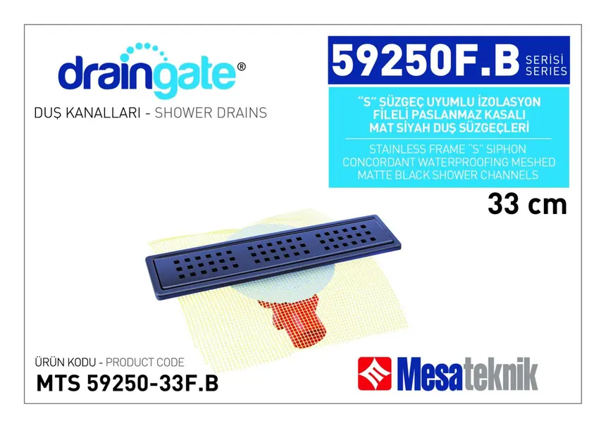 MTS 59250BF S Sifonlu İzolasyon Fileli Paslanmaz Kasalı Mat Siyah Kaplama