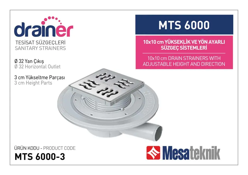 MTS 6000 10 cm Yükseklik ve Yön Ayarlı Tesisat Sistemleri