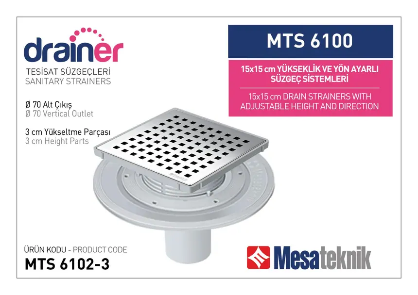 MTS 6100 15 cm Yükseklik ve Yön Ayarlı Tesisat Sistemleri