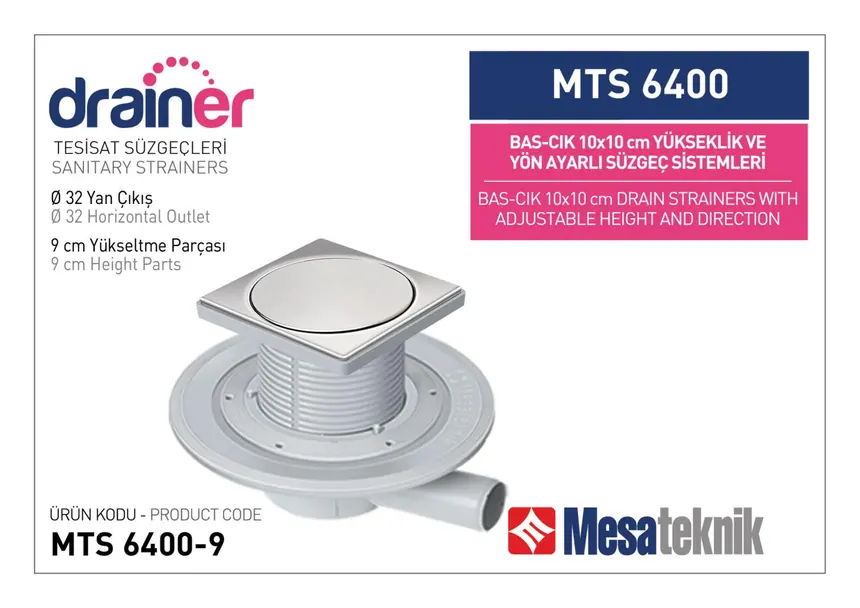 MTS 6400 10 cm BasÇık Yükseklik ve Yön Ayarlı Tesisat Sistemleri