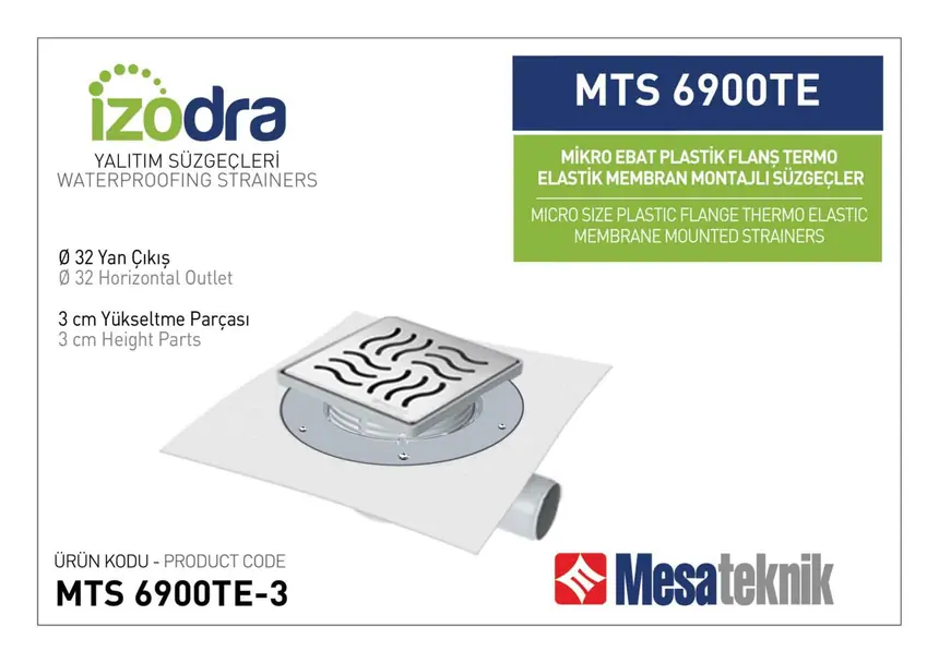 MTS 6900TE Termo Elastik Örtü Plastik Flanş Montajlı Süzgec Sistemleri Mikro Ebat
