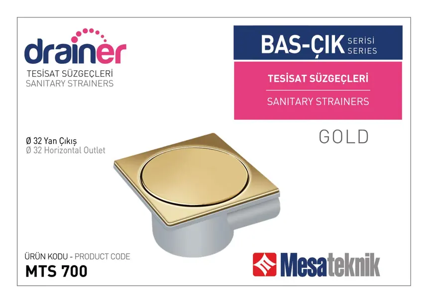 MTS 700G Basçık Serisi Gold Kaplama Tesisat Süzgeci